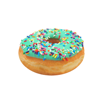 Green Iced with Rainbow Sprinkles Donut